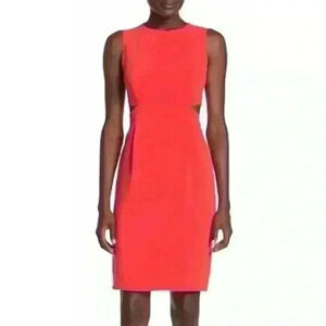 NWT Trina Turk Size 10 Helena Side Cut Out Sleeveless Sheath Dress In Red Ginger